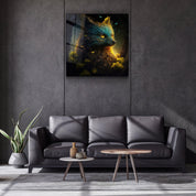 ."Glimmering Gold Fox". Secret World Collection Glass Wall Art - ArtDesigna Glass Printing Wall Art
