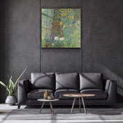 ."Gustav Klimt's Farm Garden with Sunflowers (1907)". Glass Wall Art - ArtDesigna Glass Printing Wall Art