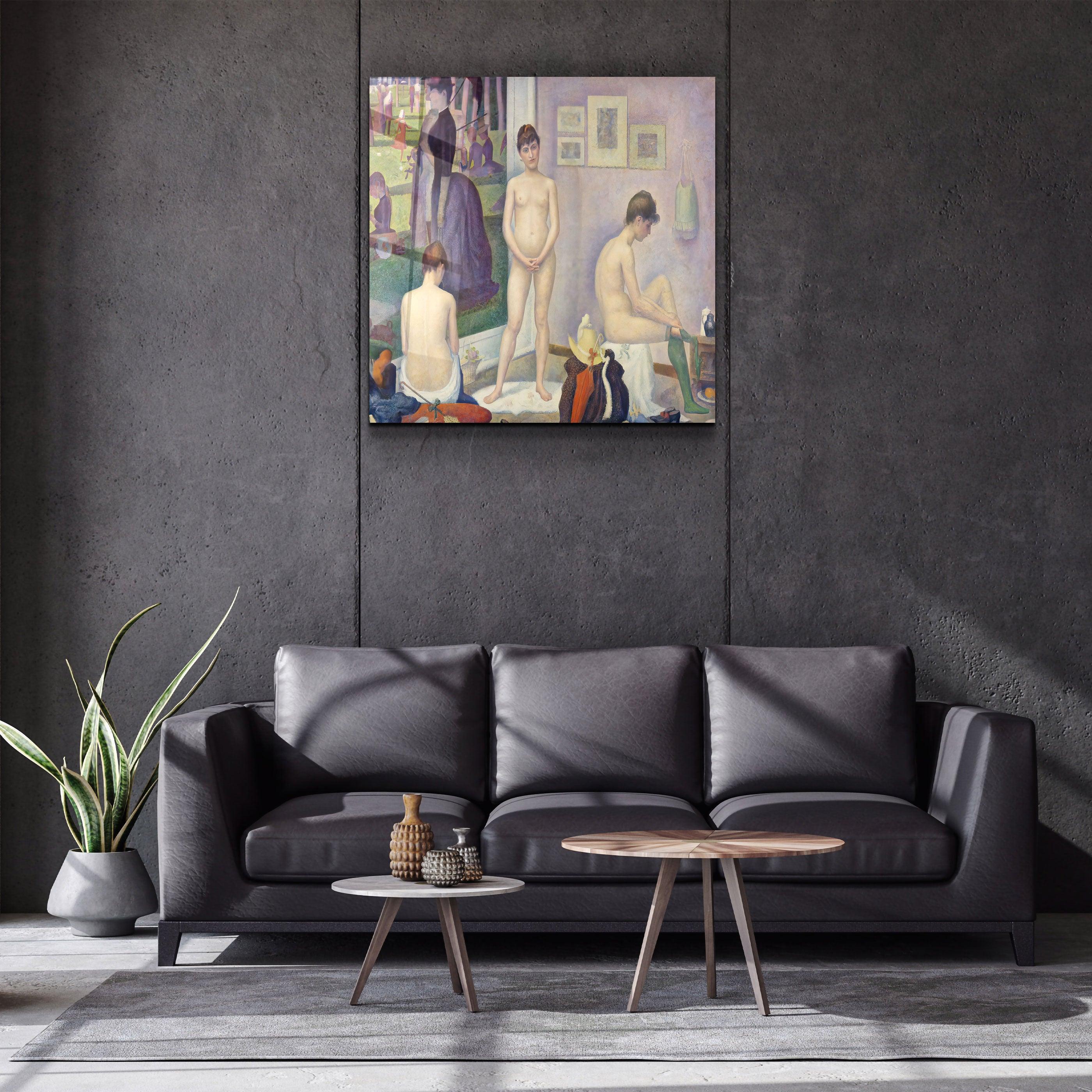 ."Models (Poseuses) (ca. 1886–1888) by Georges Seurat". Glass Wall Art - ArtDesigna Glass Printing Wall Art