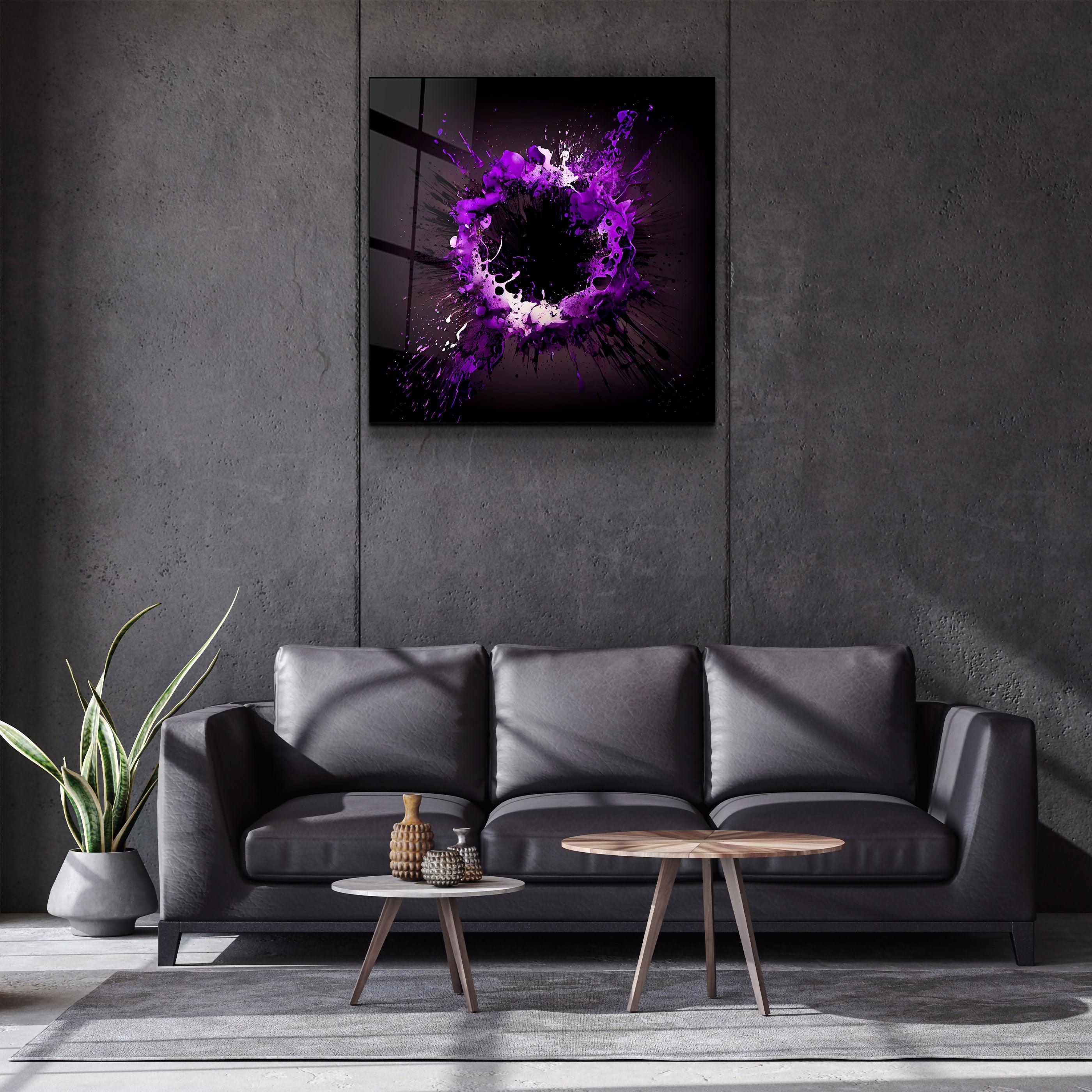 ."Paint Splash Ring-Purple". Designer's Collection Glass Wall Art - ArtDesigna Glass Printing Wall Art