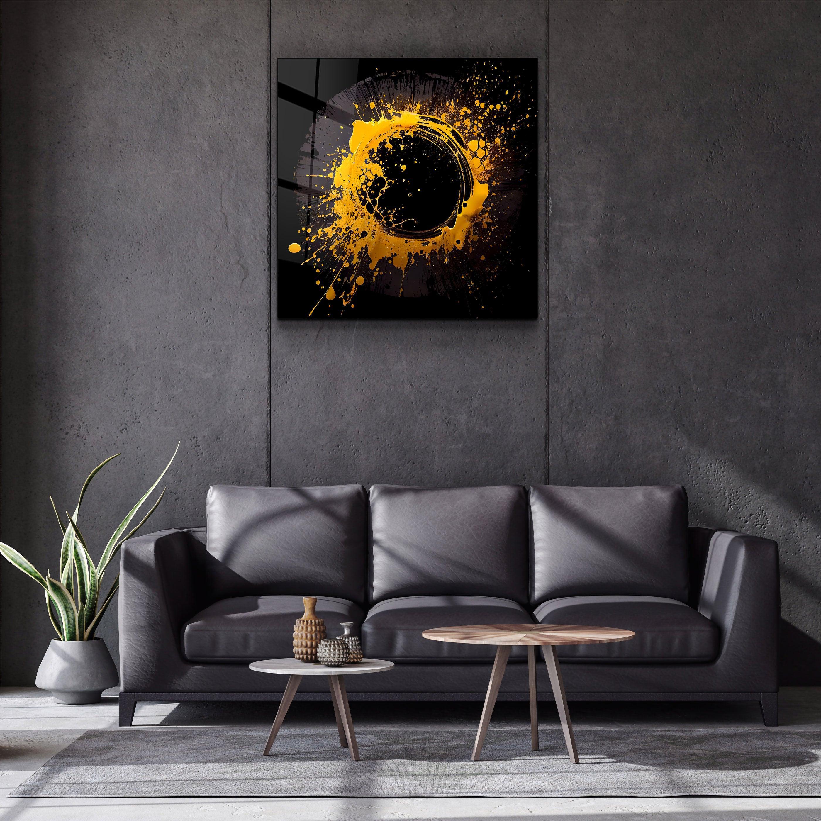 ."Paint Splash Ring-Yellow". Designer's Collection Glass Wall Art - ArtDesigna Glass Printing Wall Art