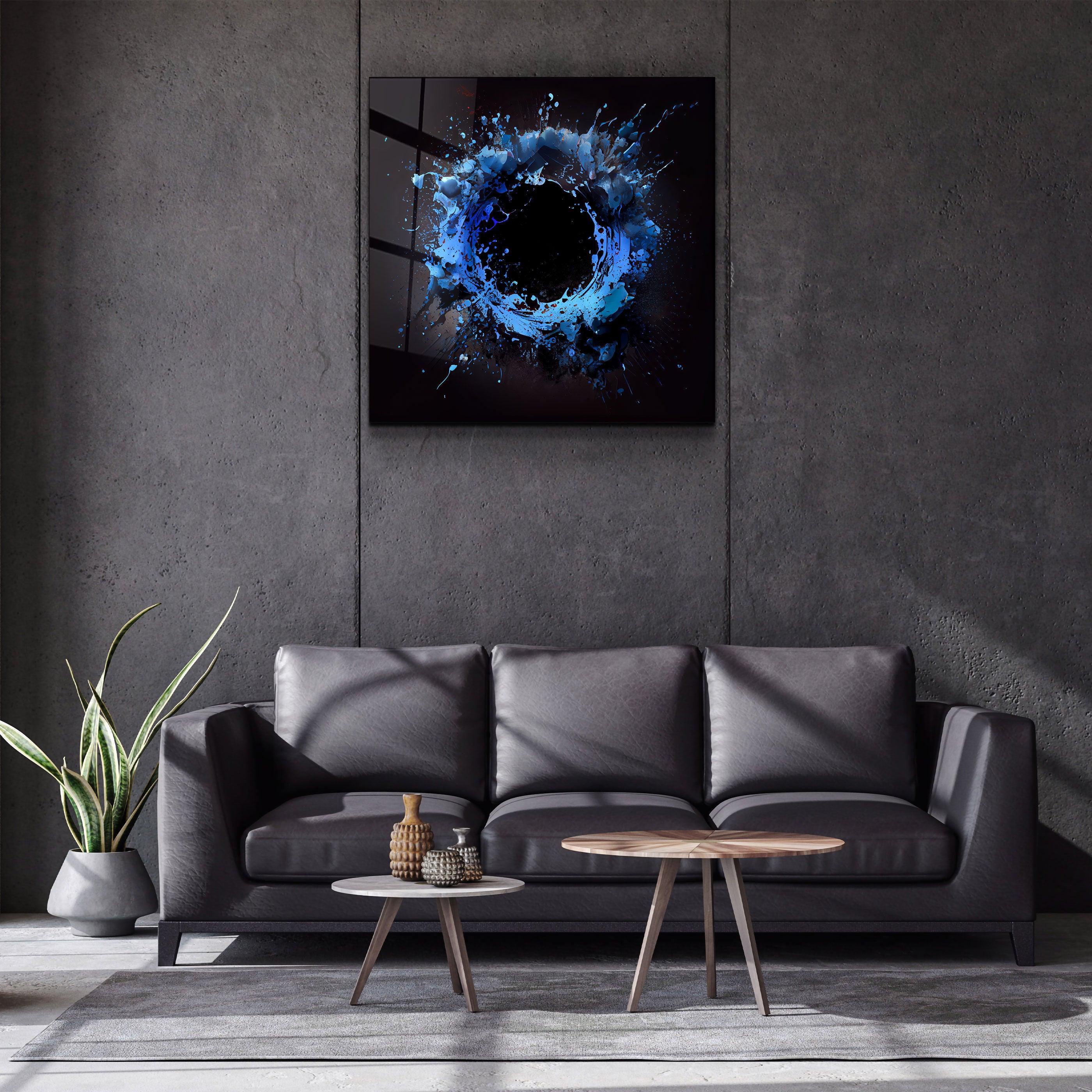 ."Paint Splash Ring-Blue". Designer's Collection Glass Wall Art - ArtDesigna Glass Printing Wall Art