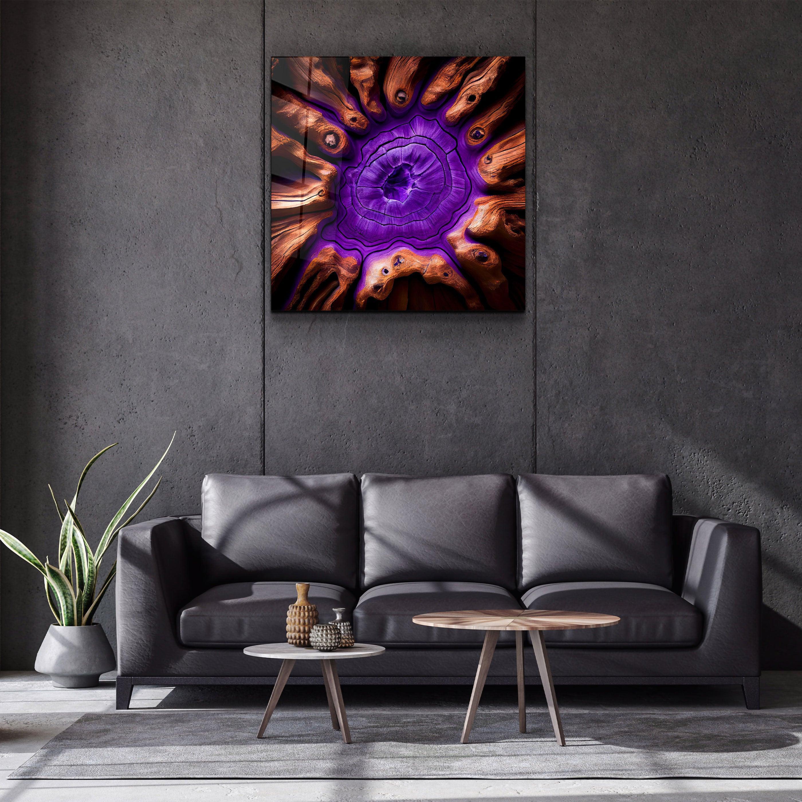 ."Heart of the Wood - Purple". Designer's Collection Glass the Wood Art - ArtDesigna Glass Printing Wall Art