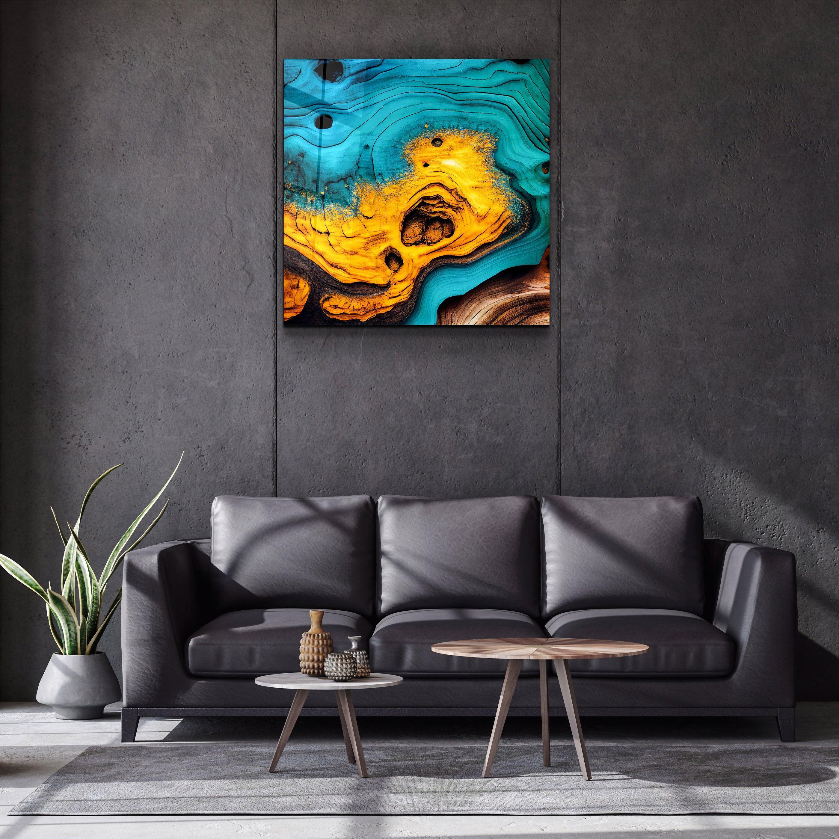 ."Heart of the Wood - Yellow". Designer's Collection Glass the Wood Art - ArtDesigna Glass Printing Wall Art