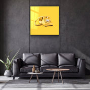 ."Yellow Retro Phone". Contemporary Collection Glass Wall Art - ArtDesigna Glass Printing Wall Art