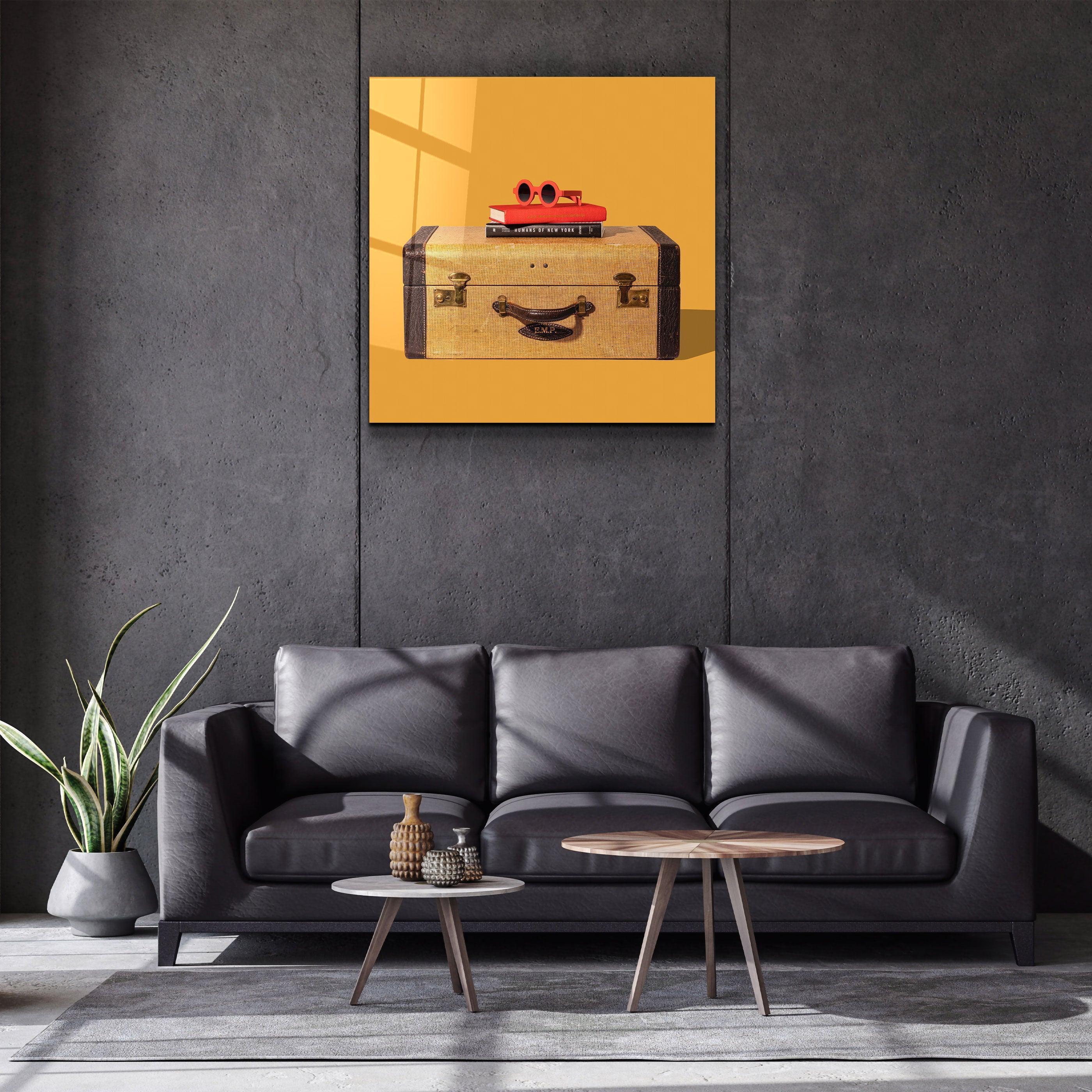 ."Retro Suitcase". Contemporary Collection Glass Wall Art - ArtDesigna Glass Printing Wall Art