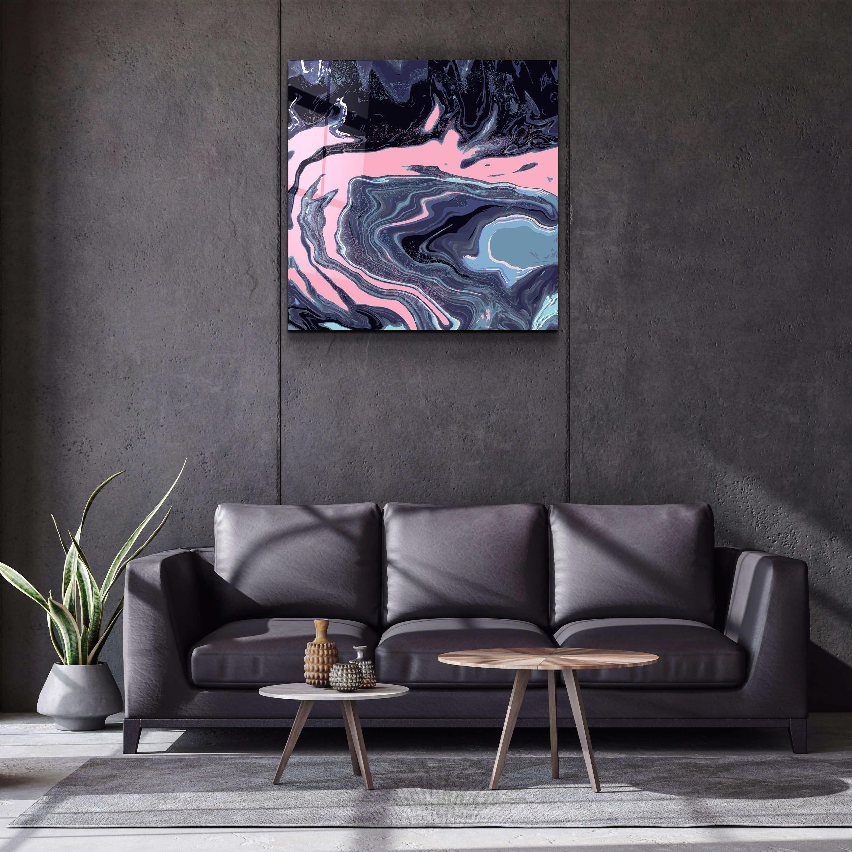 ."Pink Wave in the Black". Designer's Collection Glass Wall Art - ArtDesigna Glass Printing Wall Art