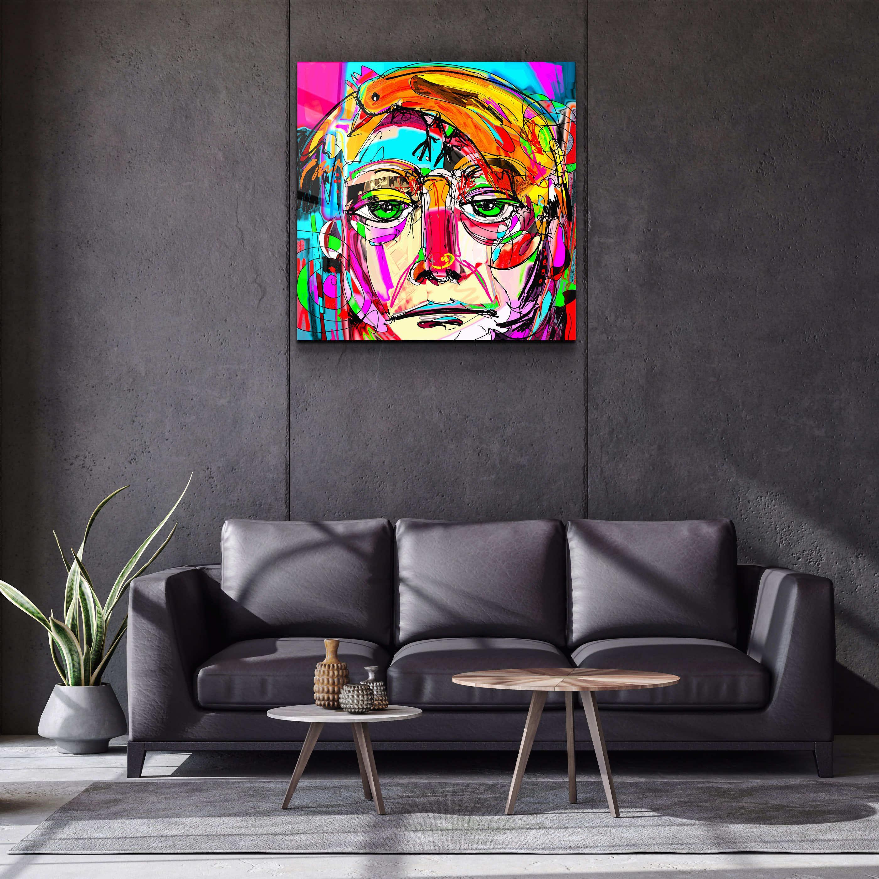 ."Face Illustration-Abstract". Designer's Collection Glass Wall Art - ArtDesigna Glass Printing Wall Art