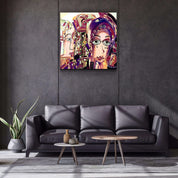 ."Faces Illustration-Abstract". Designer's Collection Glass Wall Art - ArtDesigna Glass Printing Wall Art