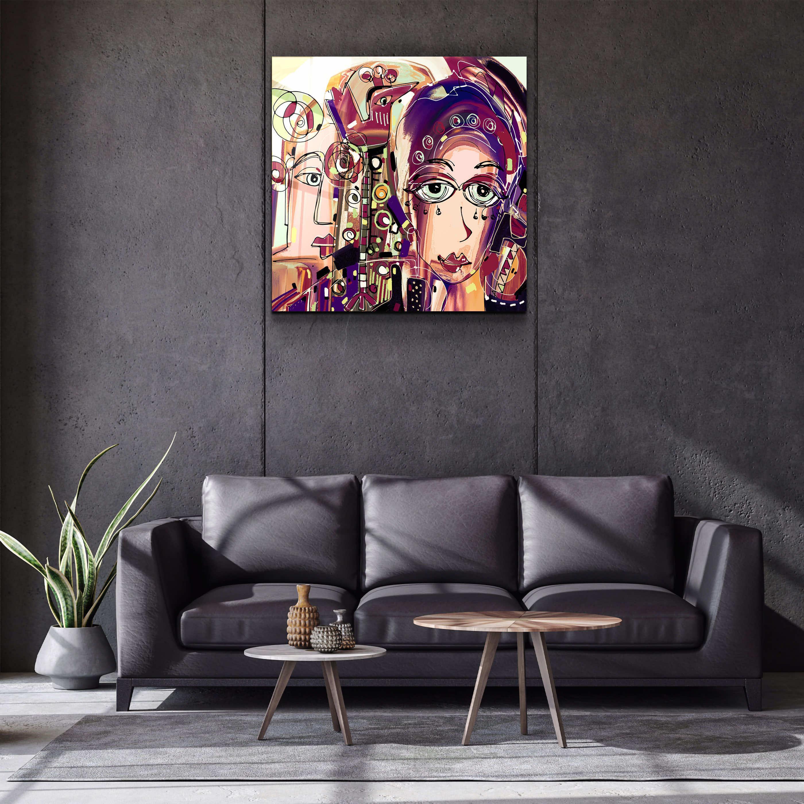 ."Faces Illustration-Abstract". Designer's Collection Glass Wall Art - ArtDesigna Glass Printing Wall Art