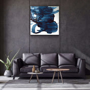 ."Navy Blue Abstract Brush Strokes". Designer's Collection Glass Wall Art - ArtDesigna Glass Printing Wall Art