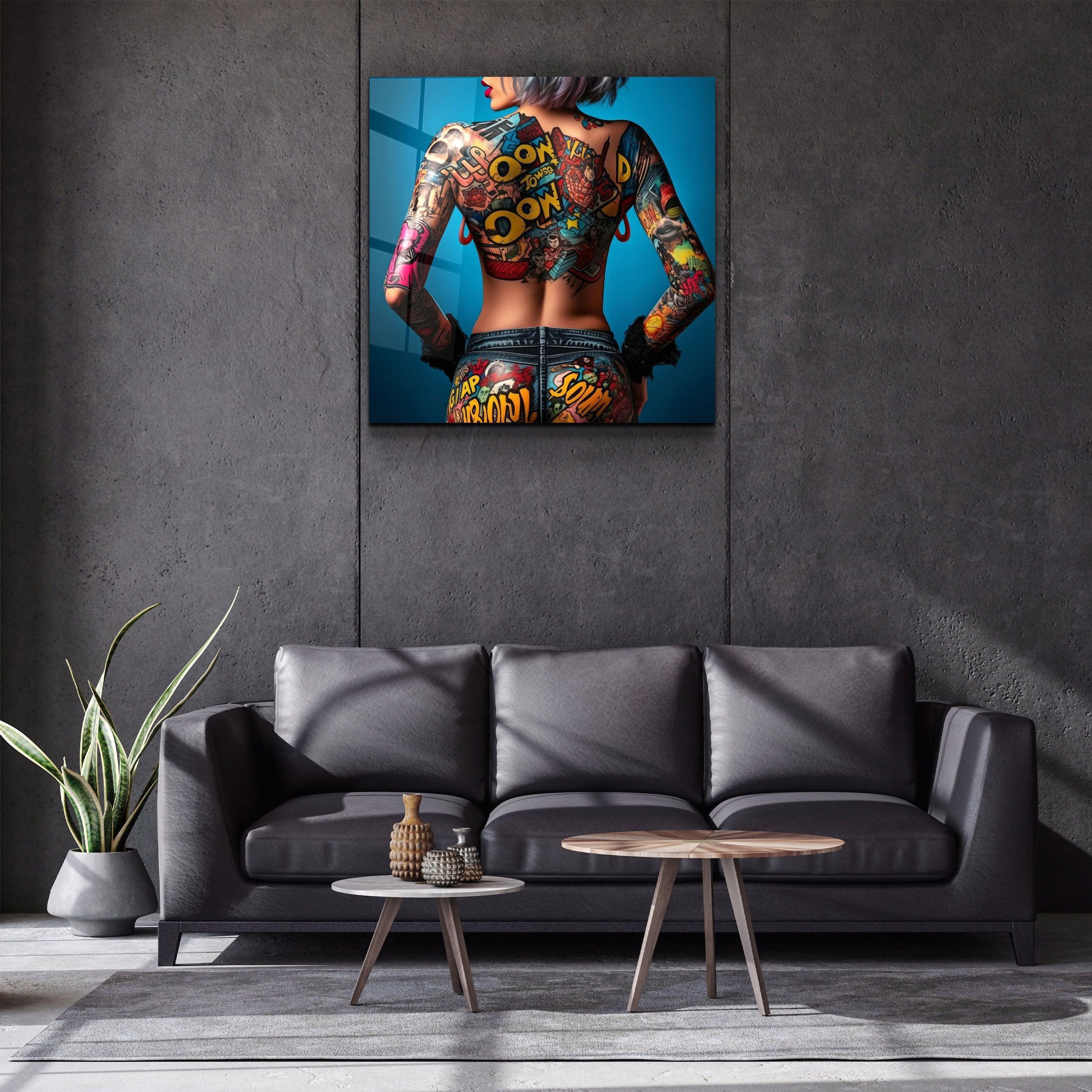 ."Tattooed v1". Designer's Collection Glass Wall Art - ArtDesigna Glass Printing Wall Art
