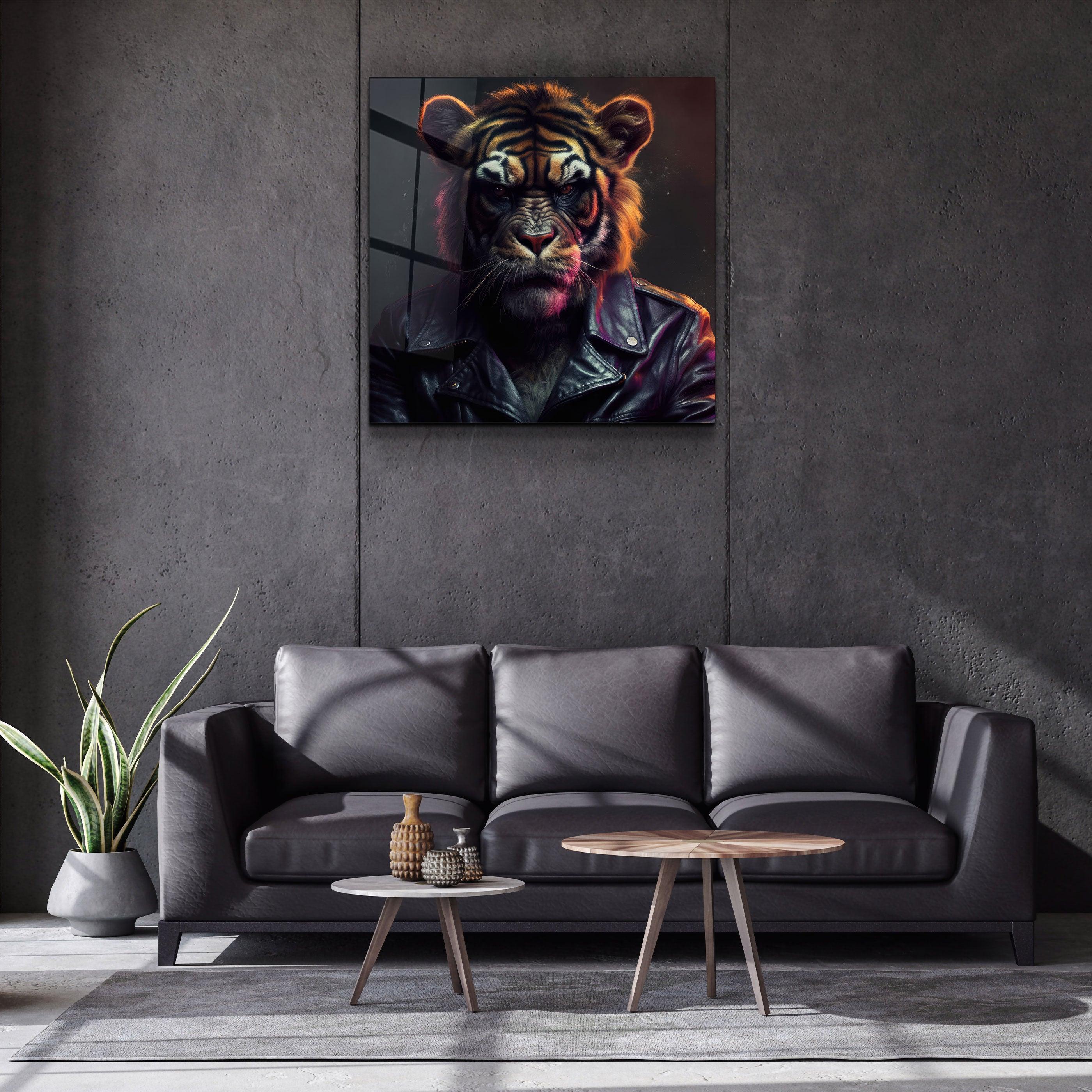 ."Tiger Monkey". Designers Collection Glass Wall Art - ArtDesigna Glass Printing Wall Art