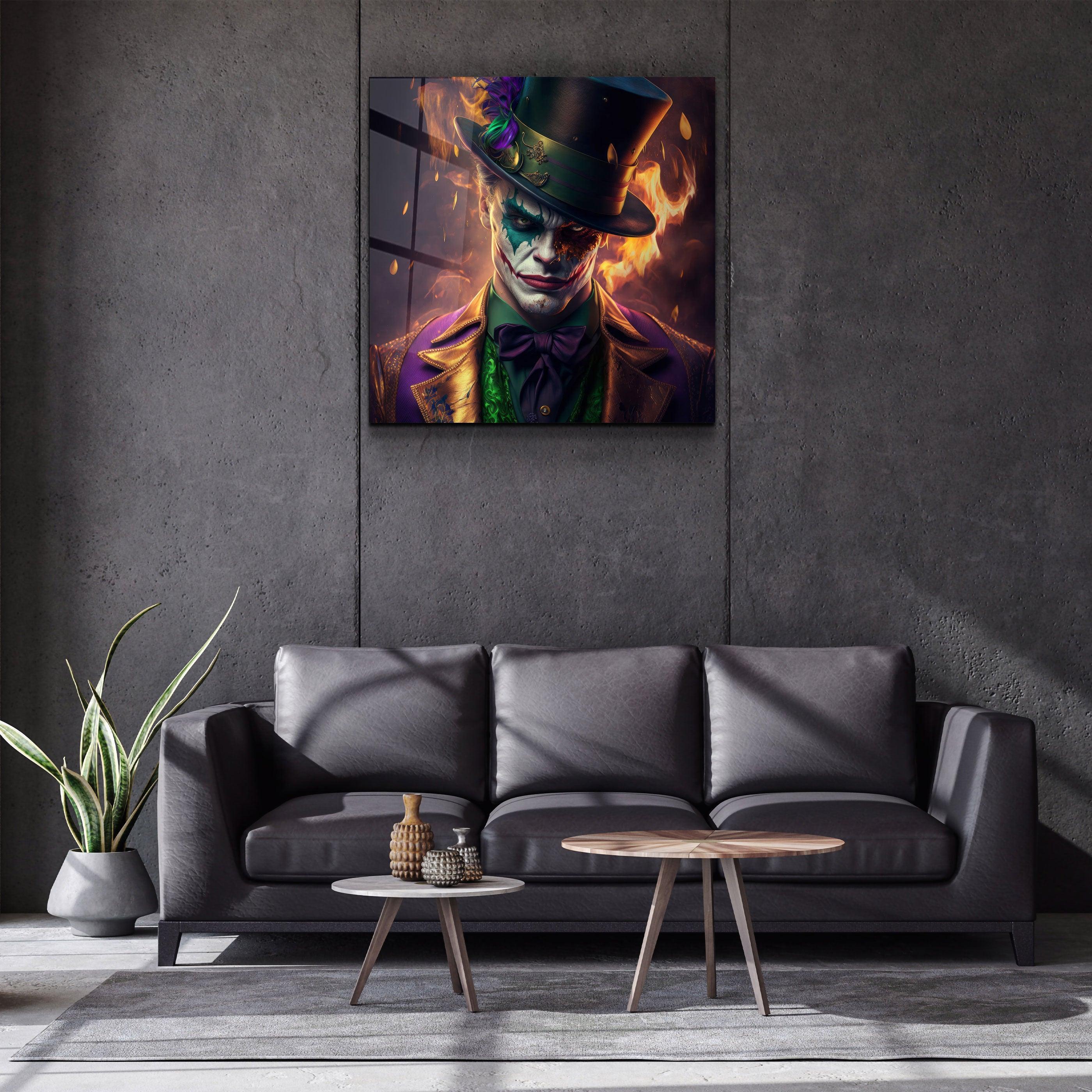 ."Joker of the Dark Side". Secret World Collection Glass Wall Art - ArtDesigna Glass Printing Wall Art