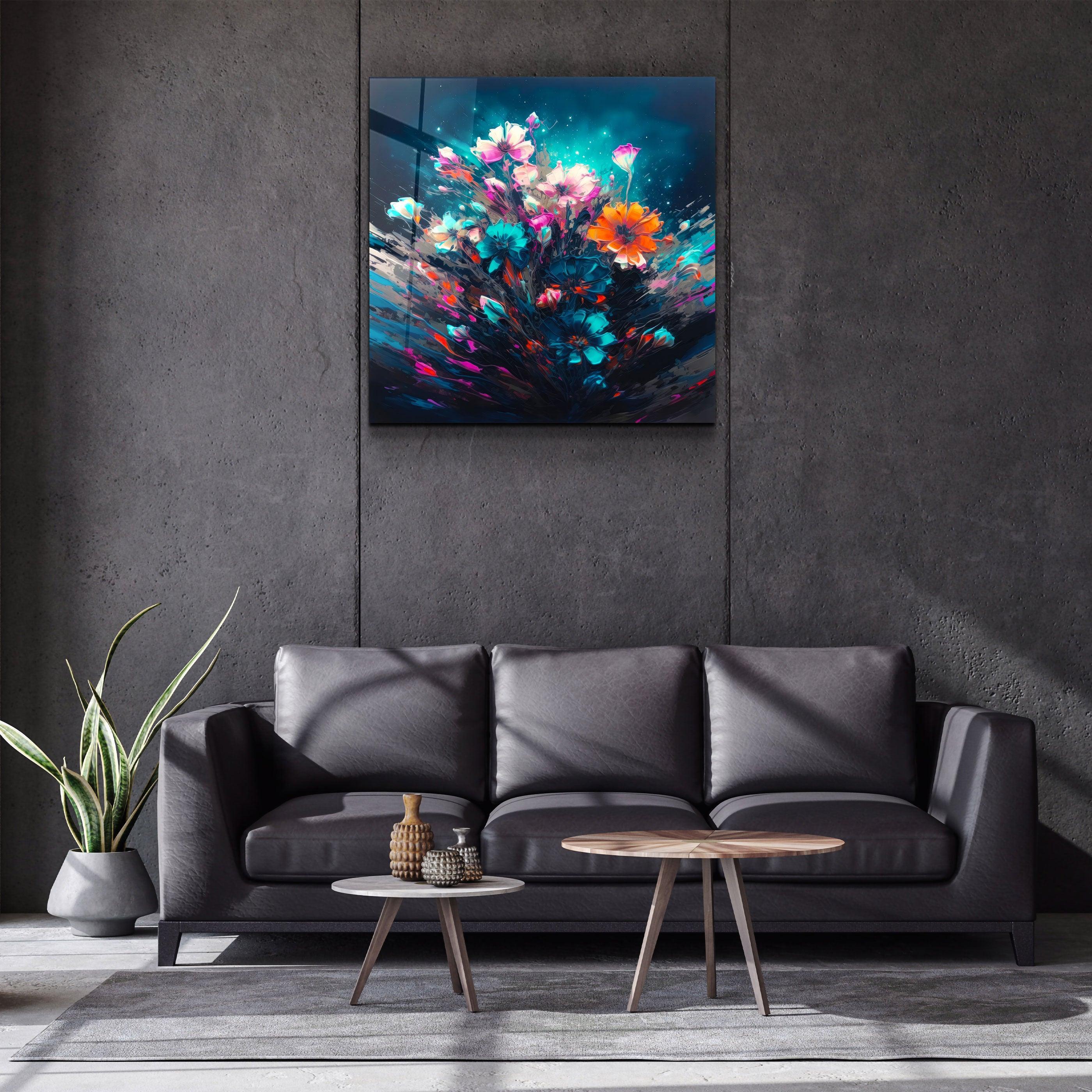 ."Oil Painting Flowers 2". Designers Collection Glass Wall Art - ArtDesigna Glass Printing Wall Art