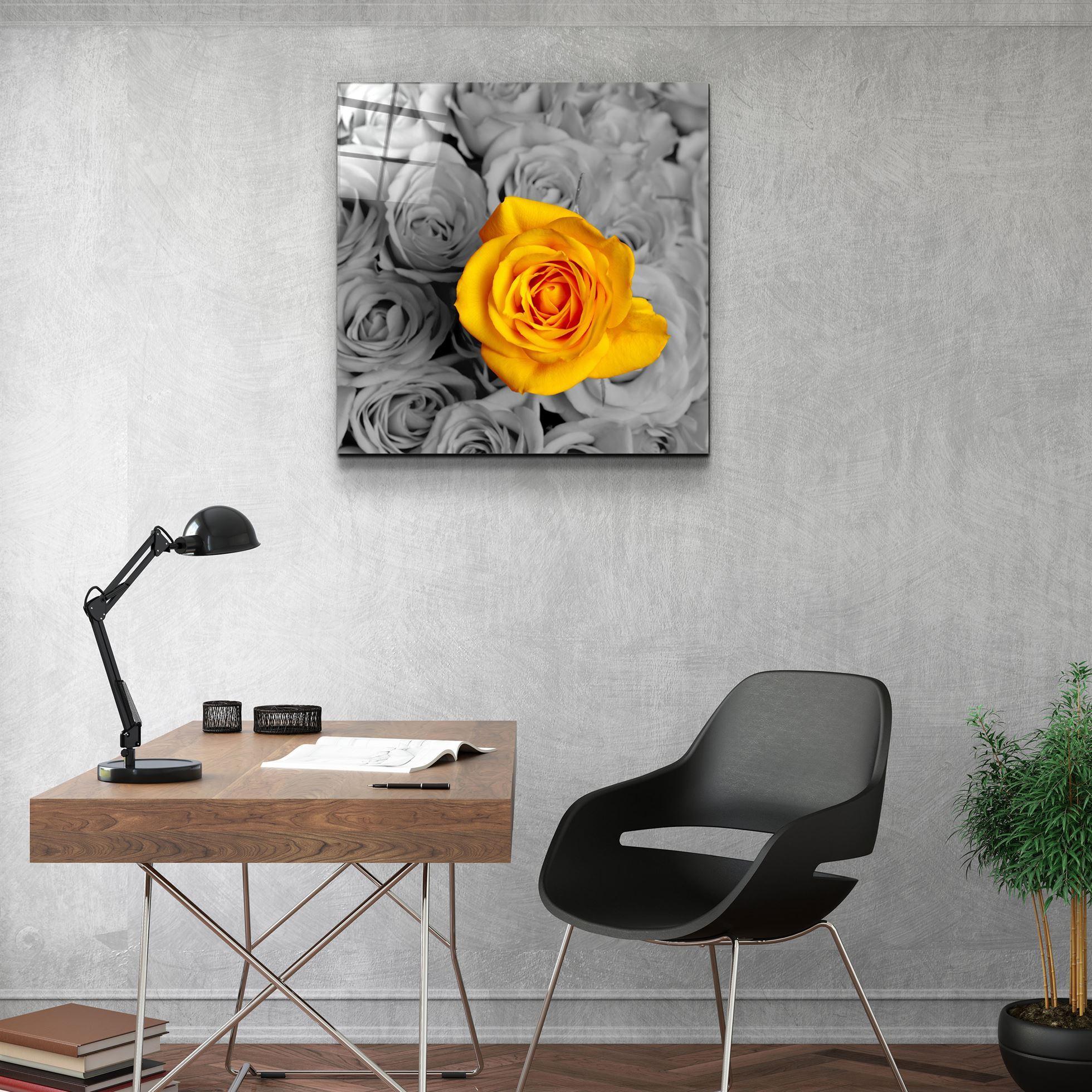 ・"Yellow Rose"・Glass Wall Art - ArtDesigna Glass Printing Wall Art