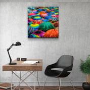 ・"Colorful Umbrellas"・Glass Wall Art - ArtDesigna Glass Printing Wall Art