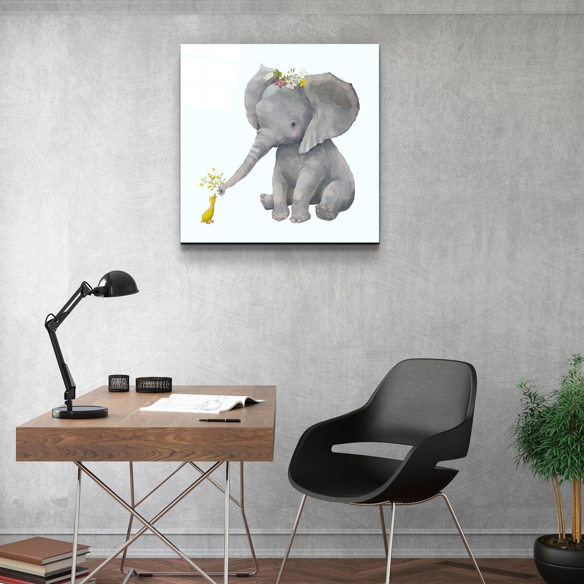 ・"Elephant and Duck"・Glass Wall Art - ArtDesigna Glass Printing Wall Art