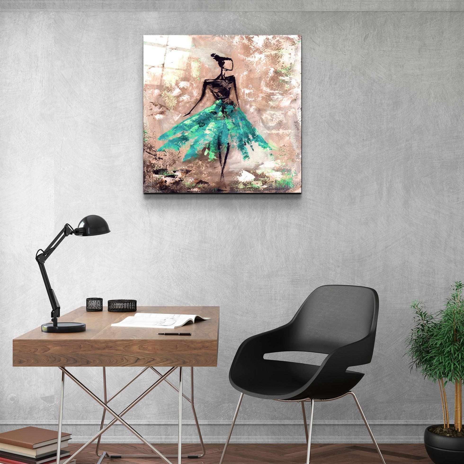 ・"Woman (Green)"・Glass Wall Art - ArtDesigna Glass Printing Wall Art