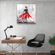 ・"Woman (Red)"・Glass Wall Art - ArtDesigna Glass Printing Wall Art