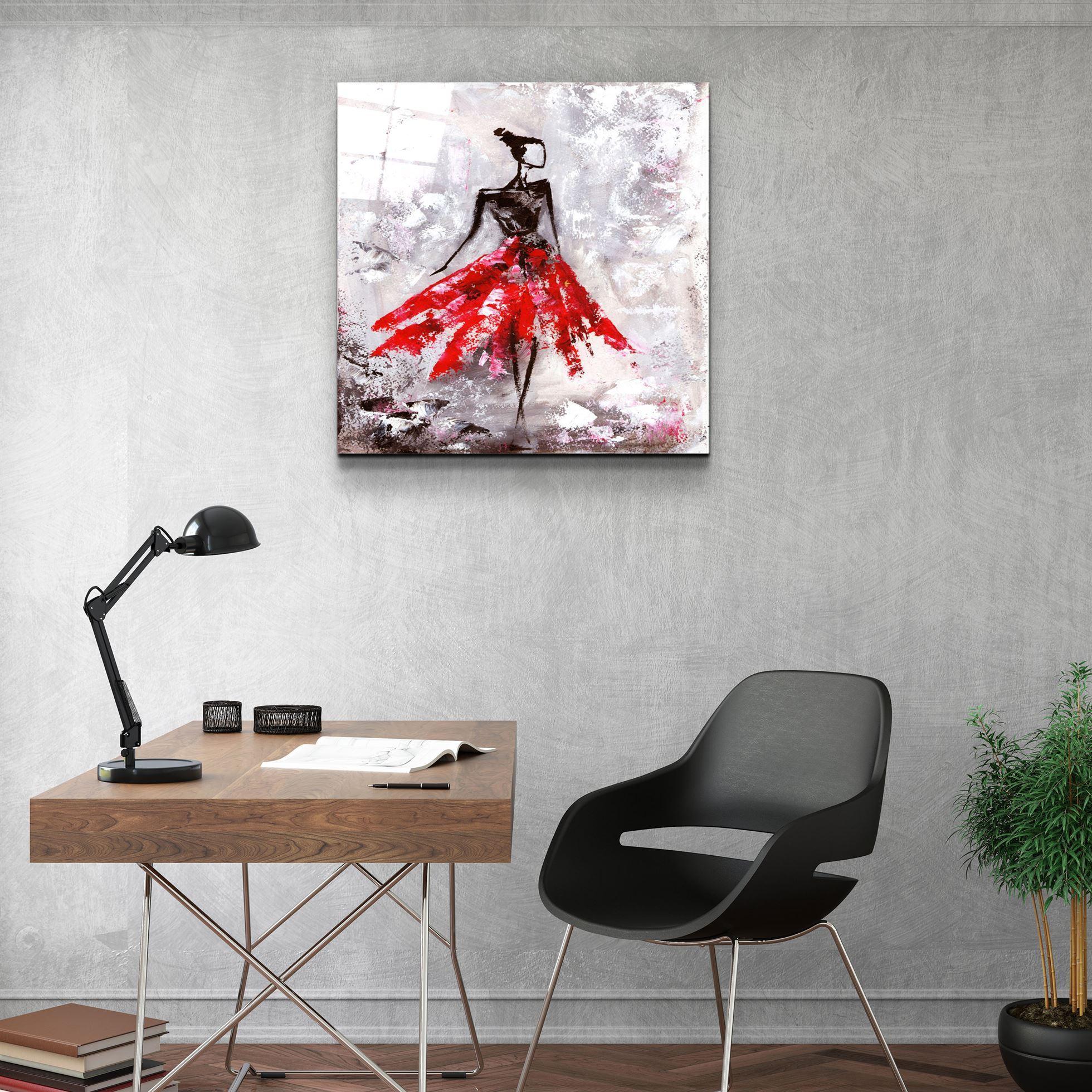 ・"Woman (Red)"・Glass Wall Art - ArtDesigna Glass Printing Wall Art