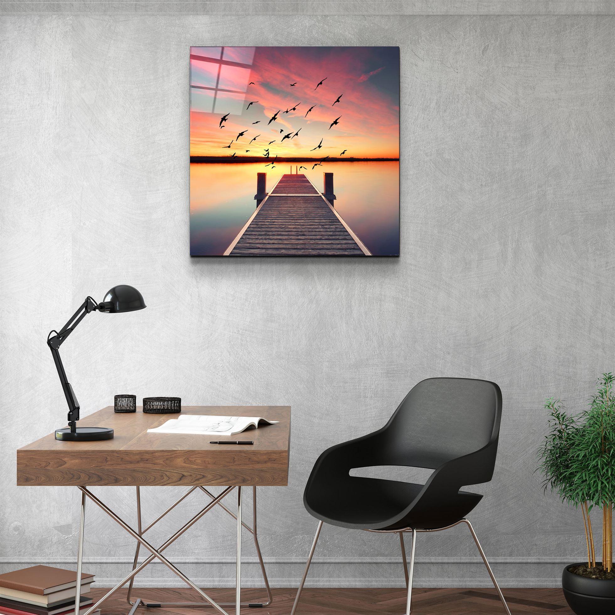 ・"Red Dock"・Glass Wall Art - ArtDesigna Glass Printing Wall Art