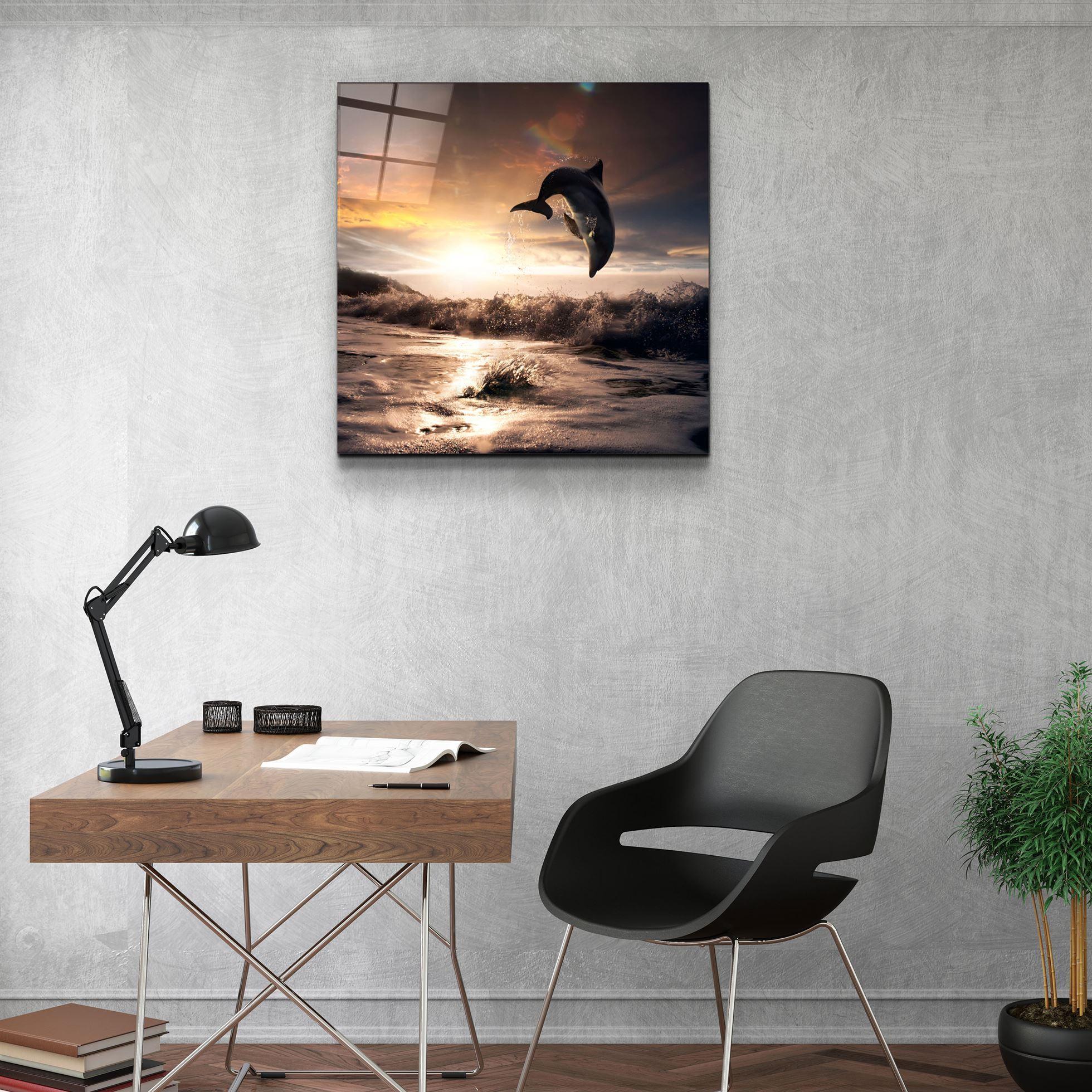 ・"Dolphin"・Glass Wall Art - ArtDesigna Glass Printing Wall Art