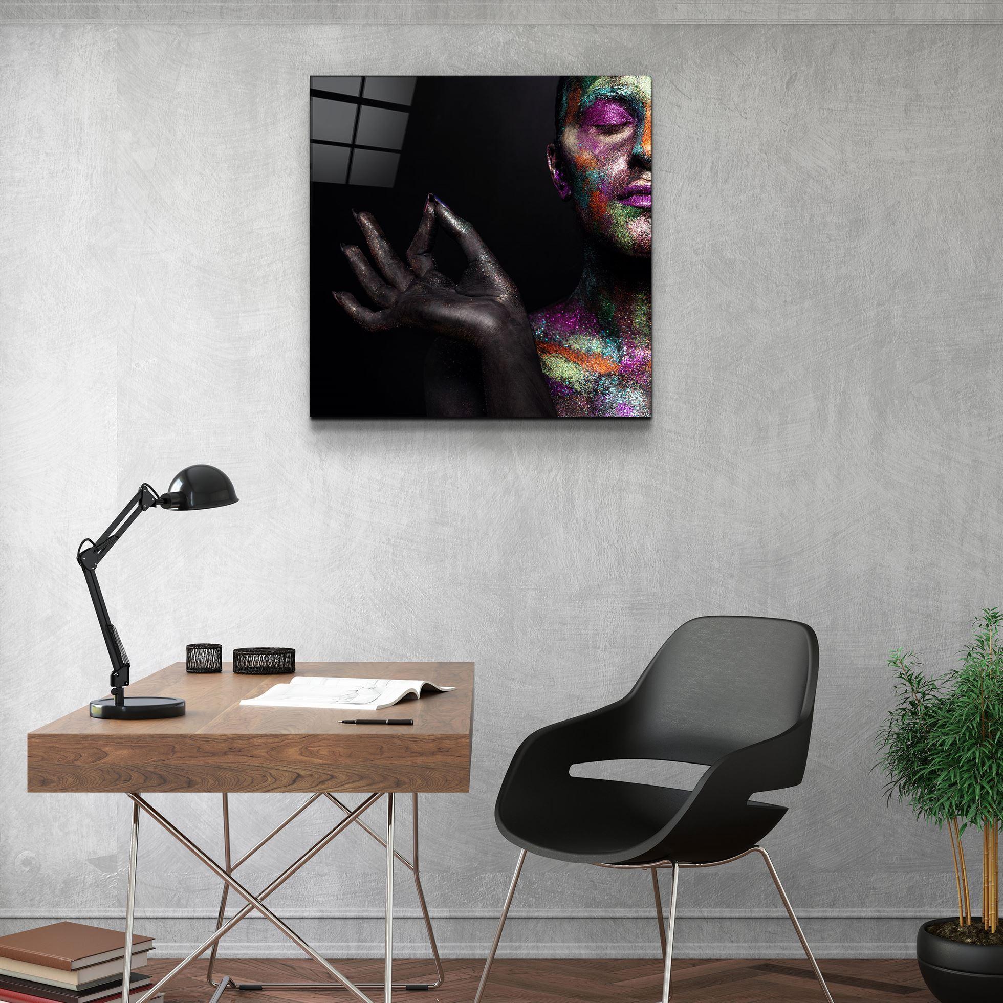 ・"Shimmering Yoga"・Glass Wall Art - ArtDesigna Glass Printing Wall Art