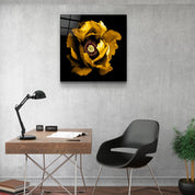 ・"Floral Yellow"・Glass Wall Art - ArtDesigna Glass Printing Wall Art
