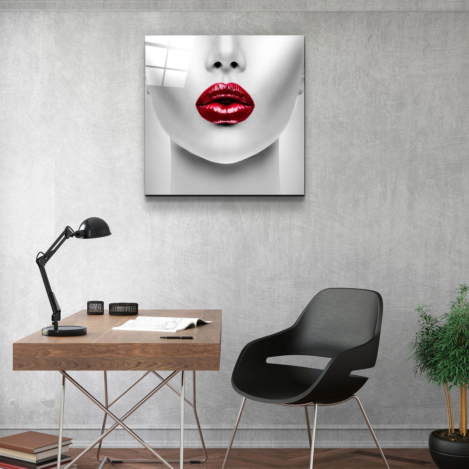 ・"Red Lips"・Glass Wall Art - ArtDesigna Glass Printing Wall Art