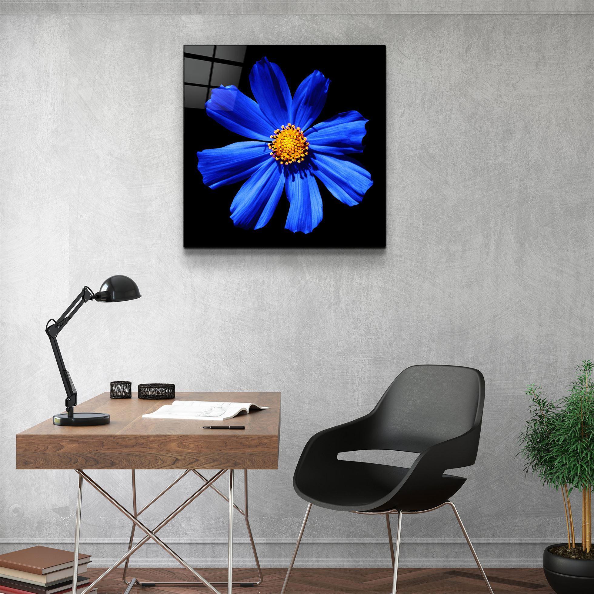 ・"Blue Flower"・Glass Wall Art - ArtDesigna Glass Printing Wall Art