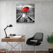 ・"Girl with Red Umbrella"・Glass Wall Art - ArtDesigna Glass Printing Wall Art
