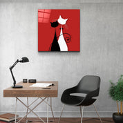 Cats in Love - Glass Wall Art - Artdesigna