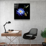 ・"Blue Flower"・Glass Wall Art - ArtDesigna Glass Printing Wall Art
