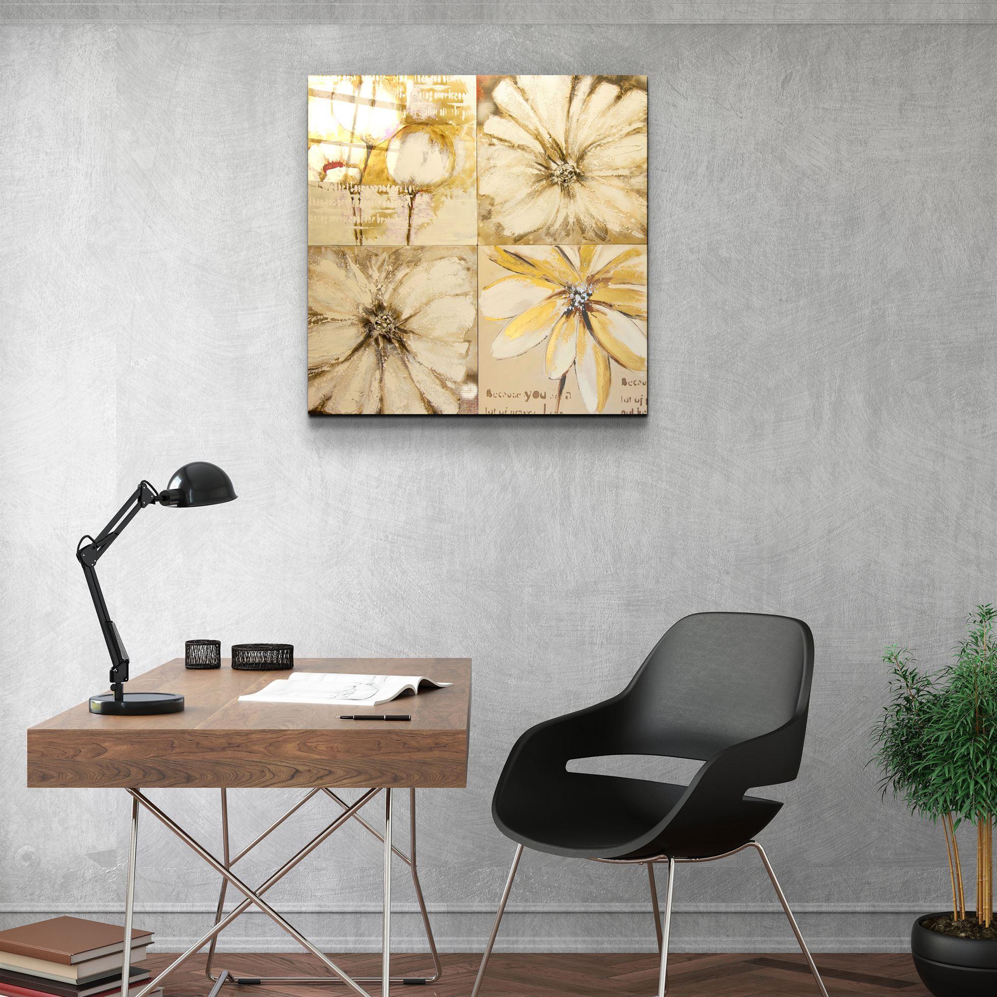 ・"Abstract Yellow Flowers"・Glass Wall Art - ArtDesigna Glass Printing Wall Art
