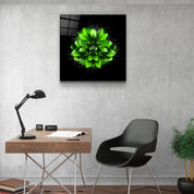 ・"Green Flower"・Glass Wall Art - ArtDesigna Glass Printing Wall Art