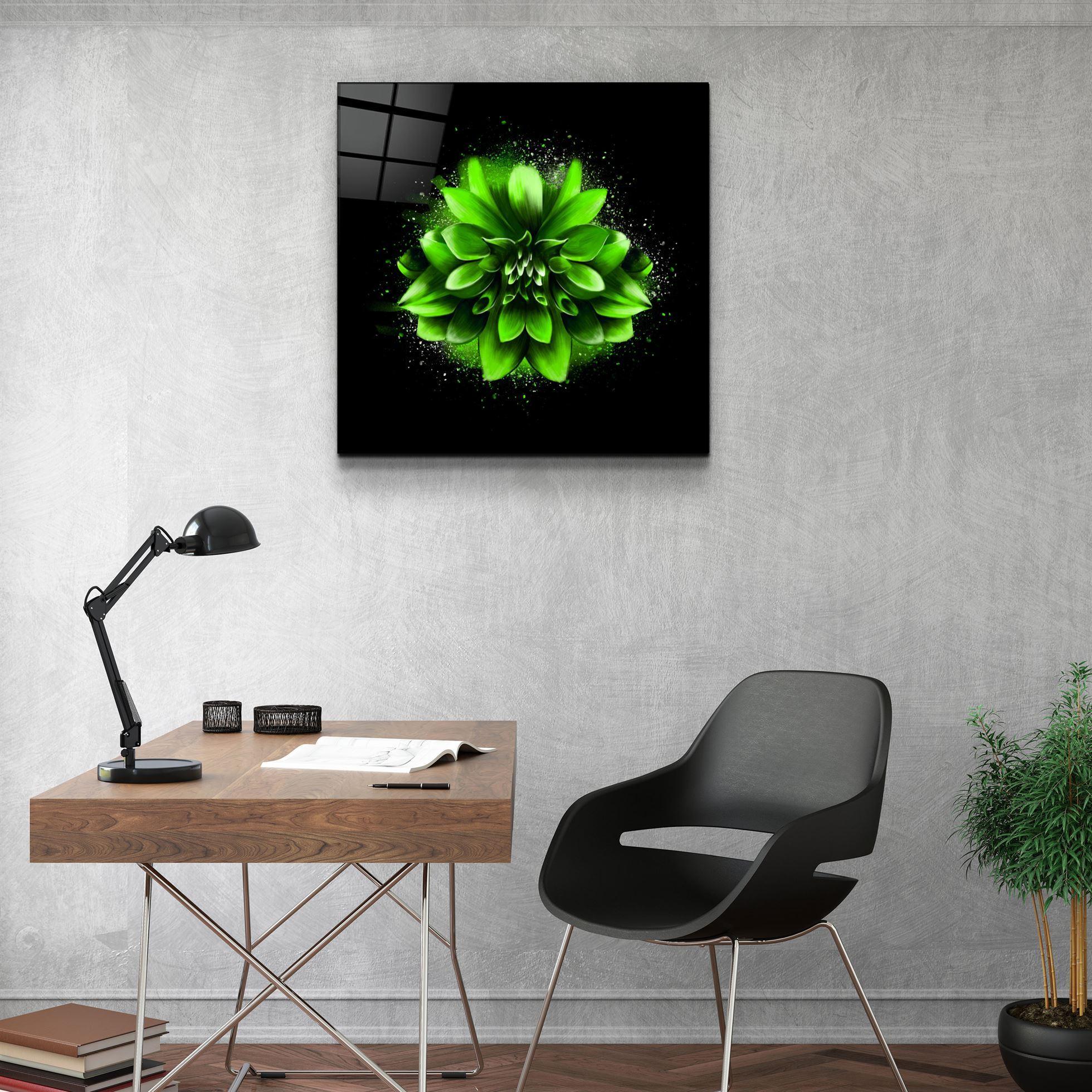 ・"Green Flower"・Glass Wall Art - ArtDesigna Glass Printing Wall Art