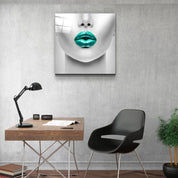 ・"Green Lips"・Glass Wall Art - ArtDesigna Glass Printing Wall Art