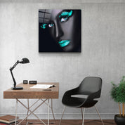 ・"Green Lips and Eyes"・Glass Wall Art - ArtDesigna Glass Printing Wall Art
