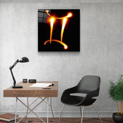 Zodiac Symbols in Black Glass Wall Art - Artdesigna