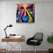 ・"Abstract Colorful Face"・Glass Wall Art - ArtDesigna Glass Printing Wall Art