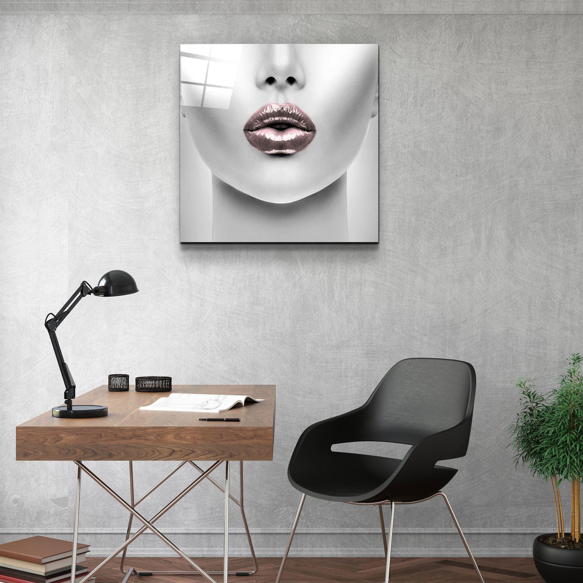 ・"Pink Lips"・Glass Wall Art - ArtDesigna Glass Printing Wall Art
