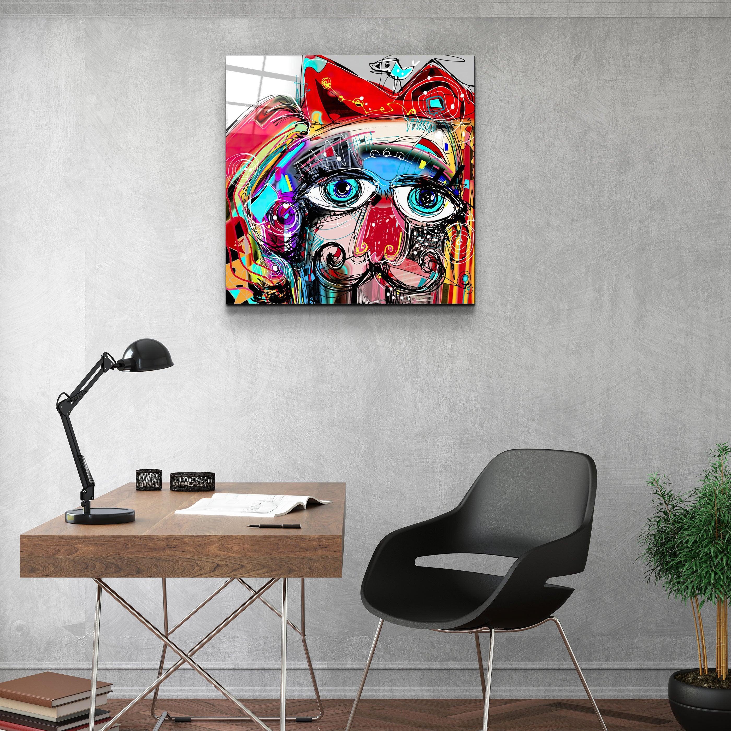 ・"Abstract Colorful Portrait"・Glass Wall Art - ArtDesigna Glass Printing Wall Art