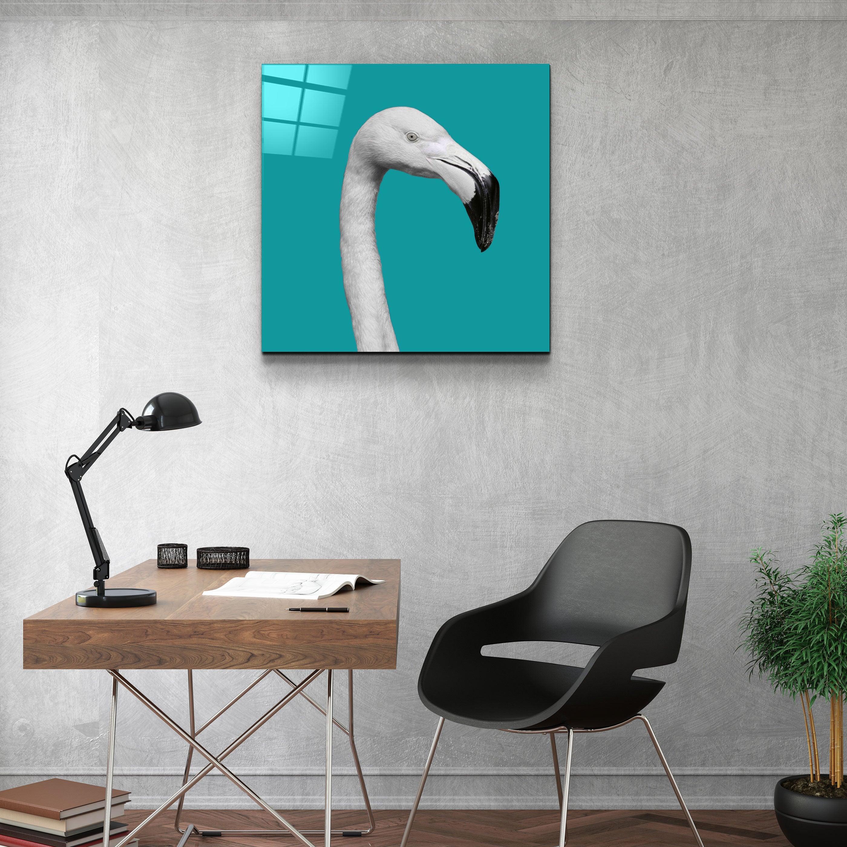 ・"Flamingo - Green"・Glass Wall Art - ArtDesigna Glass Printing Wall Art