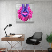 ・"Pink Flowers and Lips"・Glass Wall Art - ArtDesigna Glass Printing Wall Art