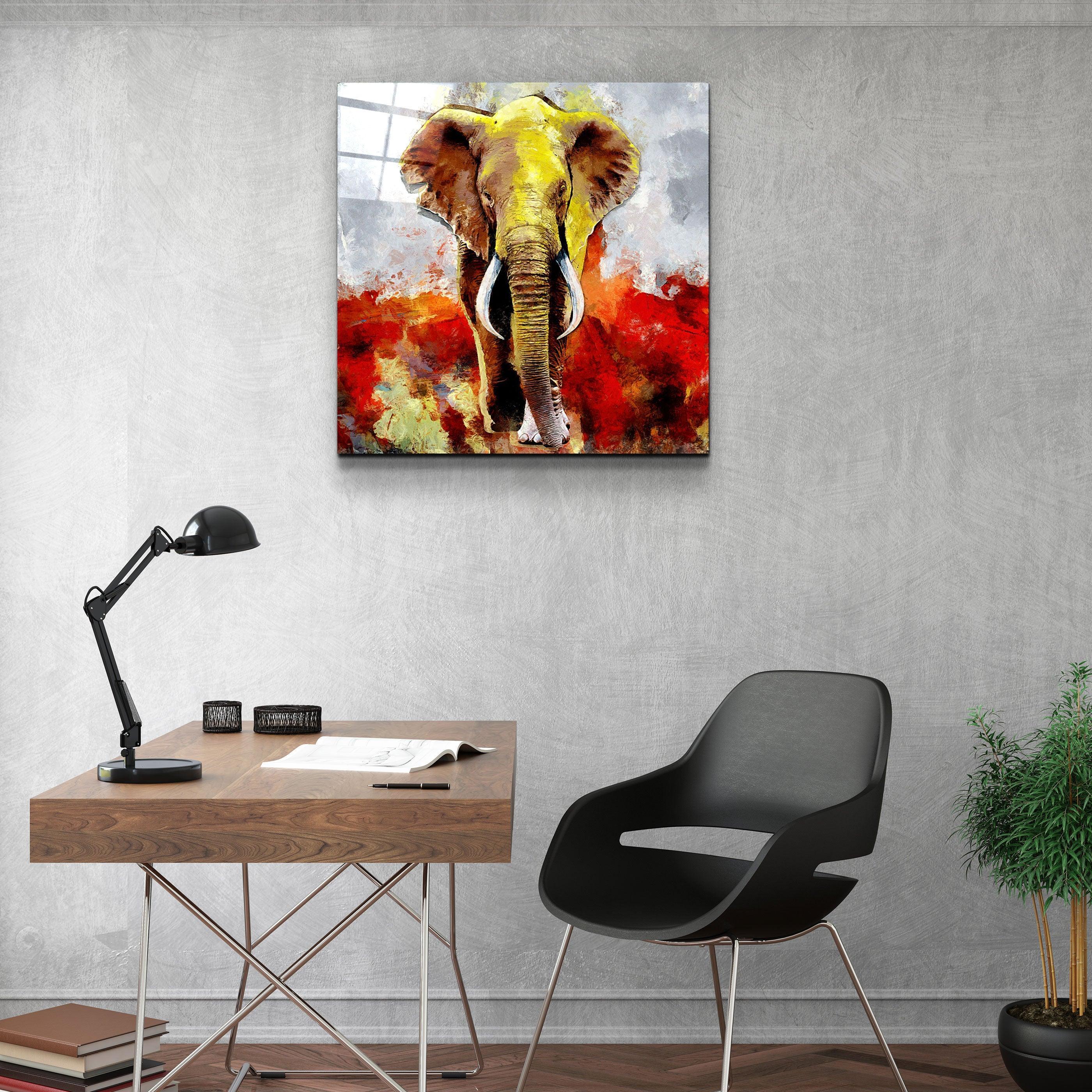・"Abstract Colorful Elephant"・Glass Wall Art - ArtDesigna Glass Printing Wall Art