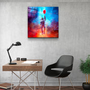 ・"Astronaut in the Sky and Baloon"・Glass Wall Art - ArtDesigna Glass Printing Wall Art