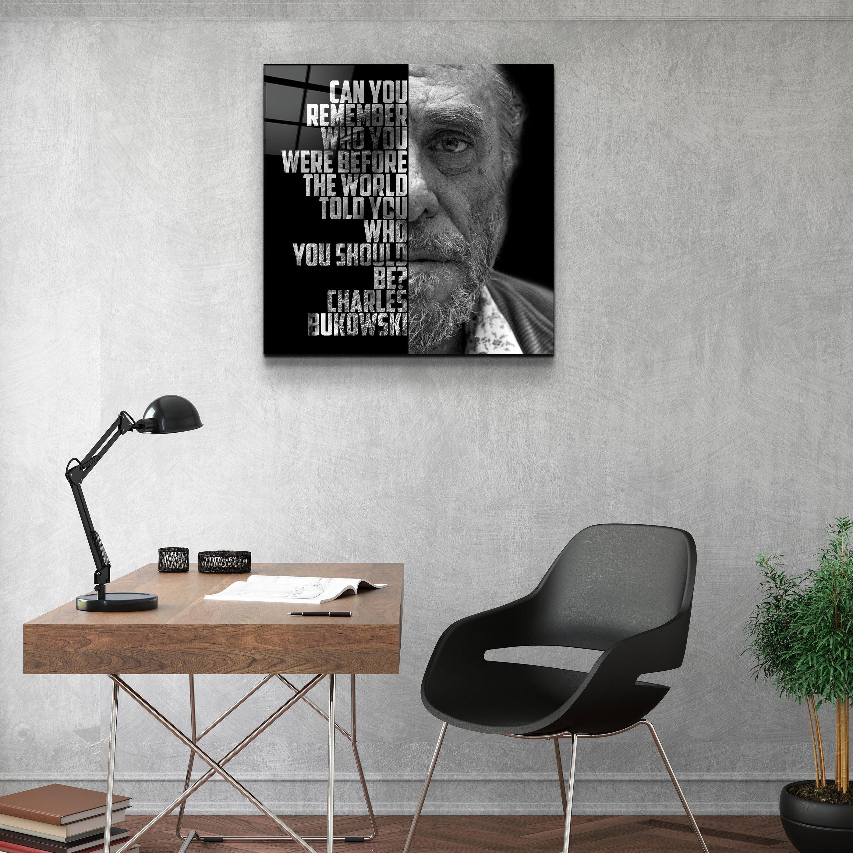 ・"Charles Bukowski"・Designers Collection Glass Wall Art - ArtDesigna Glass Printing Wall Art