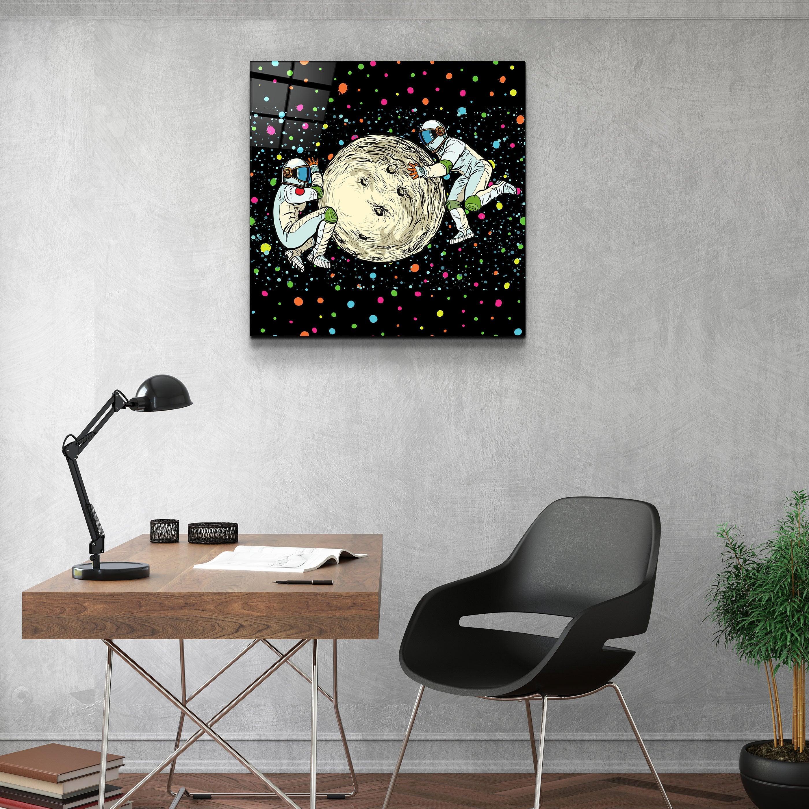 ・"Pushing A Planet"・Glass Wall Art - ArtDesigna Glass Printing Wall Art