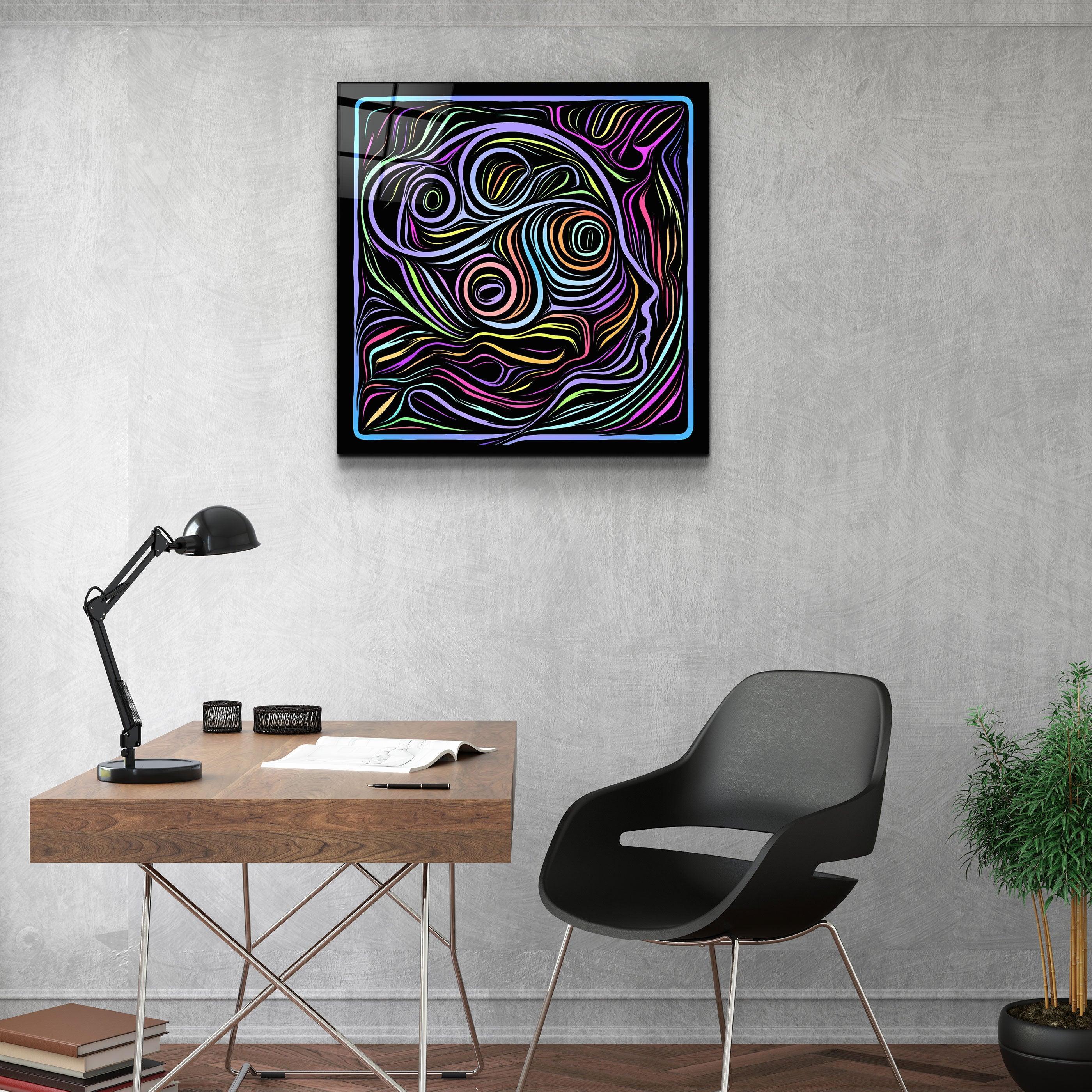 ・"Rainbow Line Faces V3"・Glass Wall Art - ArtDesigna Glass Printing Wall Art